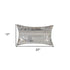 Set of Two 12" X 20" Gray and Silver Striped Cowhide Lumbar Throw Pillows with Glitter